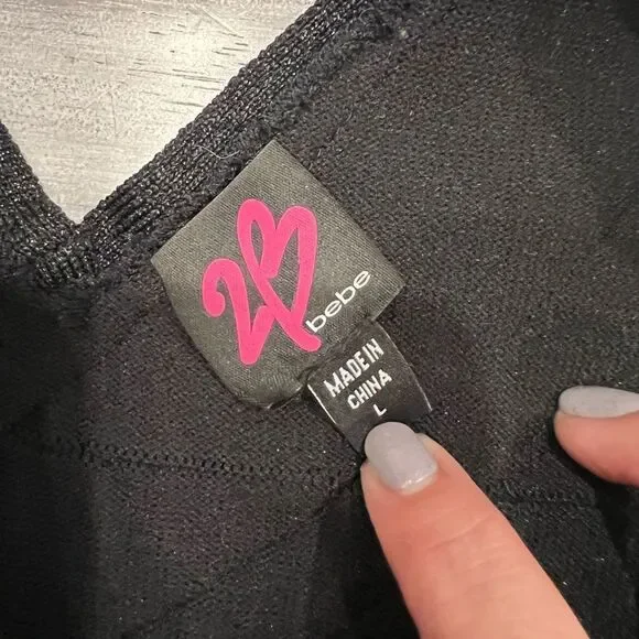 Y2K 2b Bebe Black Metallic Gold Sequin Bandage Sleeveless Cutout Back Slip - Picture 12 of 14